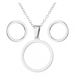 COFFRET COLLIER CERCLE ET BOUCLE D OREILLE ACIER