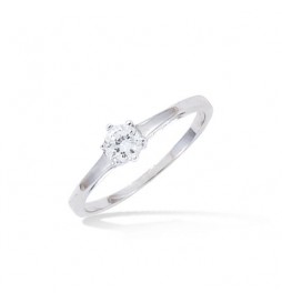 BAGUE EN ARGENT 925 RHODIE SOLITAIRE ROND 4MM TAILLE 62