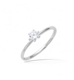 BAGUE EN ARGENT 925 RHODIE SOLITAIRE ROND 4MM TAILLE 54