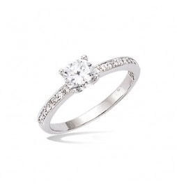 BAGUE EN ARGENT 925 RHODIE SOLITAIRE AVEC OXYDES T58