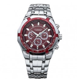MONTRE CURREN 8084 GRIS FOND ROUGE