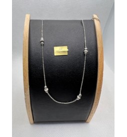 COLLIER OR GRIS BOULE OR 750/1000 3.96GRS 45CM