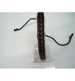 BRACELET CUIR TRESSE MARRON ET NOIR 