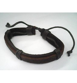 BRACELET CUIR MARRON CORDE
