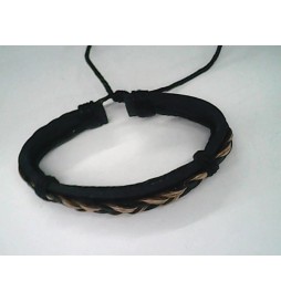 BRACELET CUIR TRESSE MARRON ET NOIR 