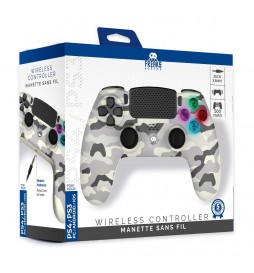 MANETTE SANS FIL  FREAKS AND GEEKS PS4 /PS3/PC /ANDROID /IOS WHITE CAMO JACK ET BOUTONS LUMINEUX