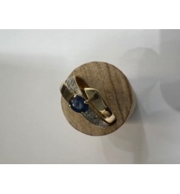 BAGUE OR 750/1000 DOUBLE PIERRE BLEU BLEU 2.98GRS TAILLE 51