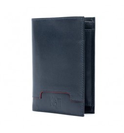 PORTEFEUILLE KAILI MOOD  EN CUIR VÉRITABLE BLEU ET ROUGE