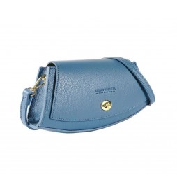 SAC À BANDOULIÈRE RENATO BORZATTA  EN CUIR VÉRITABLE BLEU