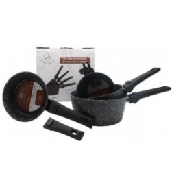 SET DE 4 CASSEROLES TOUS FEUX Y COMPRIS INDUCTION MANCHE DETACHABLE