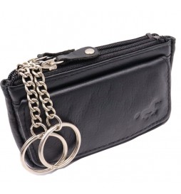 PORTE MONNAIE AVEC PORTE CLÉS EN CUIR SAFE ET KEEPERS NOIR 