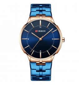 MONTRE CURREN 8321 BLEU ET OR ROSE