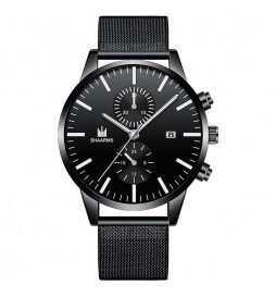 MONTRE SHAARMS NOIR CHIFFRE GRIS AVEC DATE