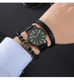 MONTRE NONAME BRACELET NOIR CADRAN VERT AVEC BRACELET PERLE