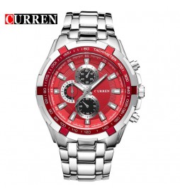 MONTRE CURREN 8023 SILVER CADRAN ROUGE