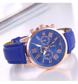 MONTRE GENEVA BLEU CADRAN BLEU CHIFFRE OR  ROSE