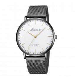 MONTRE GENEVA GRIS  CADRAN BLANC