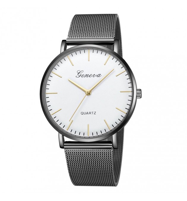 MONTRE GENEVA GRIS CADRAN BLANC