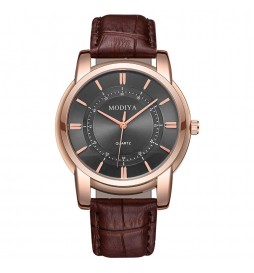 MONTRE MONDIYA BRACELET MARRON CADRAN NOIR ET OR ROSE