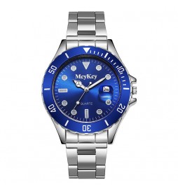 MONTRE MCYKCY BRACELET GRIS ECRAN  BLEU AVEC DATE 