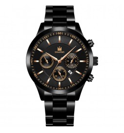 MONTRE SHAARMS NOIR ET  OR ROSE AVEC DATE