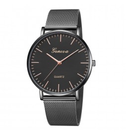 MONTRE GENEVA NOIR CADRAN NOIR ET OR ROSE