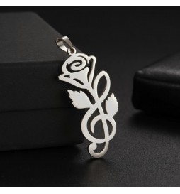 PENDENTIF ACIER  ROSE 
