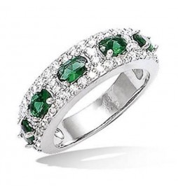 BAGUE EN ARGENT 925 RHODIE VERT ET OXYDES TAILLE 56