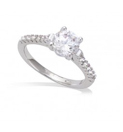 BAGUE EN ARGENT 925 RHODIE SOLITAIRE 4MM TAILLE 52