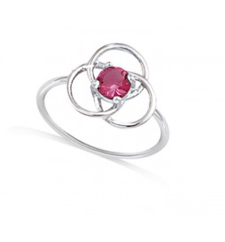 BAGUE EN ARGENT 925 RHODIE  FLEURE PIERRE FUCHSIA TAILLE 50