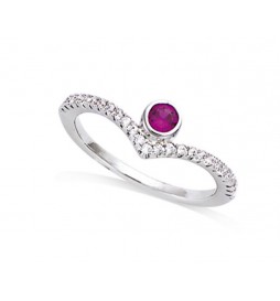 BAGUE EN ARGENT 925 RHODIE FUCHSIA OXYDES BLANCS TAILLE 52
