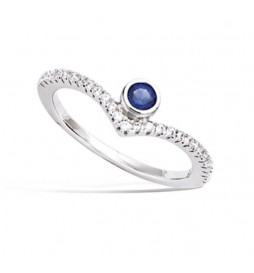 BAGUE EN ARGENT 925 RHODIE BLEU OXYDES BLANCS TAILLE 58
