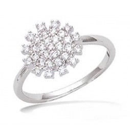 BAGUE EN ARGENT 925 RHODIE FORME FLEUR OXYDES BLANCS TAILLE 58