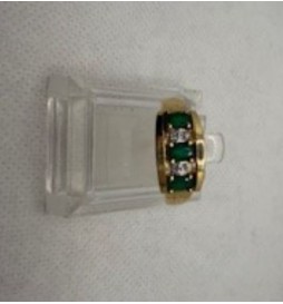 BAGUE OR 750/1000 3 EMERAUDES 4 DIAMANTS 4GRS  TAILLE 54
