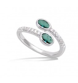 BAGUE EN ARGENT 925 RHODIE OXYDES COULEUR VERT TAILLE 60