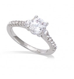 BAGUE EN ARGENT 925 RHODIE SOLITAIRE 4MM TAILLE 56