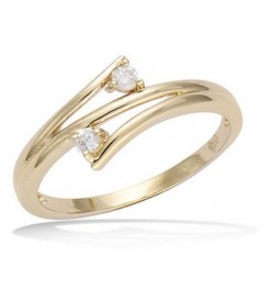 BAGUE EN PLAQUE OR TOI ET MOI OXYDES BLANCS TAILLE 60