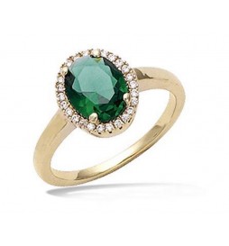 BAGUE EN PLAQUE OR FORME OVALE VERRE EMERAUDE TAILLE 60