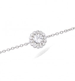BRACELET EN ARGENT 925 RHODIE FLEUR OXYDES BLANCS
