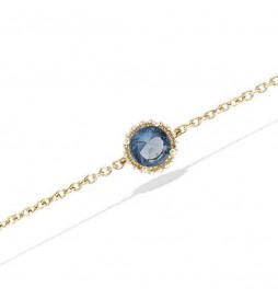 BRACELET EN PLAQUE OR PIERRE RONDE LONDON BLUE