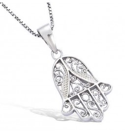  PENDENTIF EN ARGENT 925 RHODIE MAIN FATIMA