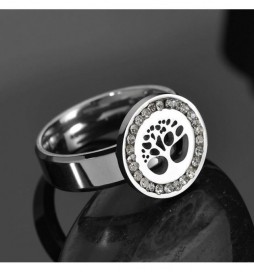 BAGUE ACIER ARBRE DE VIE AVEC OXYDE TAILLE 64