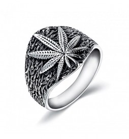 BAGUE ACIER FEUILLE TAILLE 70