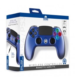 MANETTE SANS FIL  FREAKS GEEKS METAL BLUE PS4 /PS3/PC /ANDROID /IOS ROUGE JACK ET BOUTONS LUMINEU