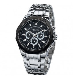 MONTRE CURREN 8084 GRIS FOND NOIR CADRAN NOIR