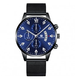 MONTRE SHAARMS NOIR CADRAN BLEU  AVEC DATE