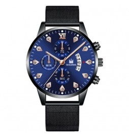 MONTRE SHAARMS NOIR ET BLEU OR ROSE AVEC DATE