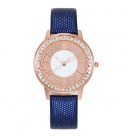 MONTRE NONAME BRACELET BLEU CADRAN OR ET BLANC