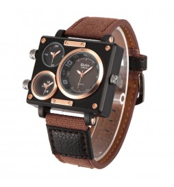 MONTRE OULM 3595 BRACELET MARRON CADRAN NOIR 3CADRANS