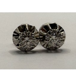 BOUCLE D OREILLE ANCIENNE OR 750/1000 DIAMANT 2X0.10CTS 3.50GRS FERMOIR ALPA